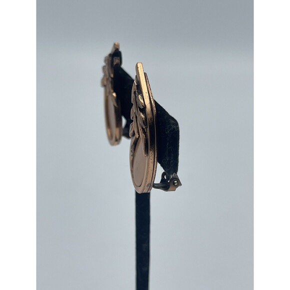 Vintage Renoir Paisley Leaf Copper Clip Earrings - Picture 3 of 8